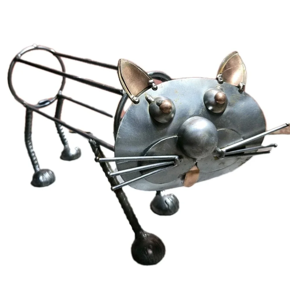 Metal‎ Art Wine Bottle Holder Cat Freestanding Kitten Four Legs Unique No Tail